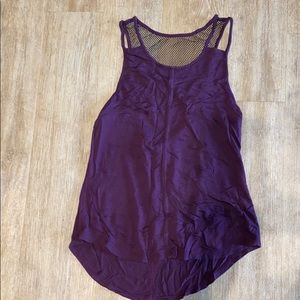 Loose fitting purple workout tank